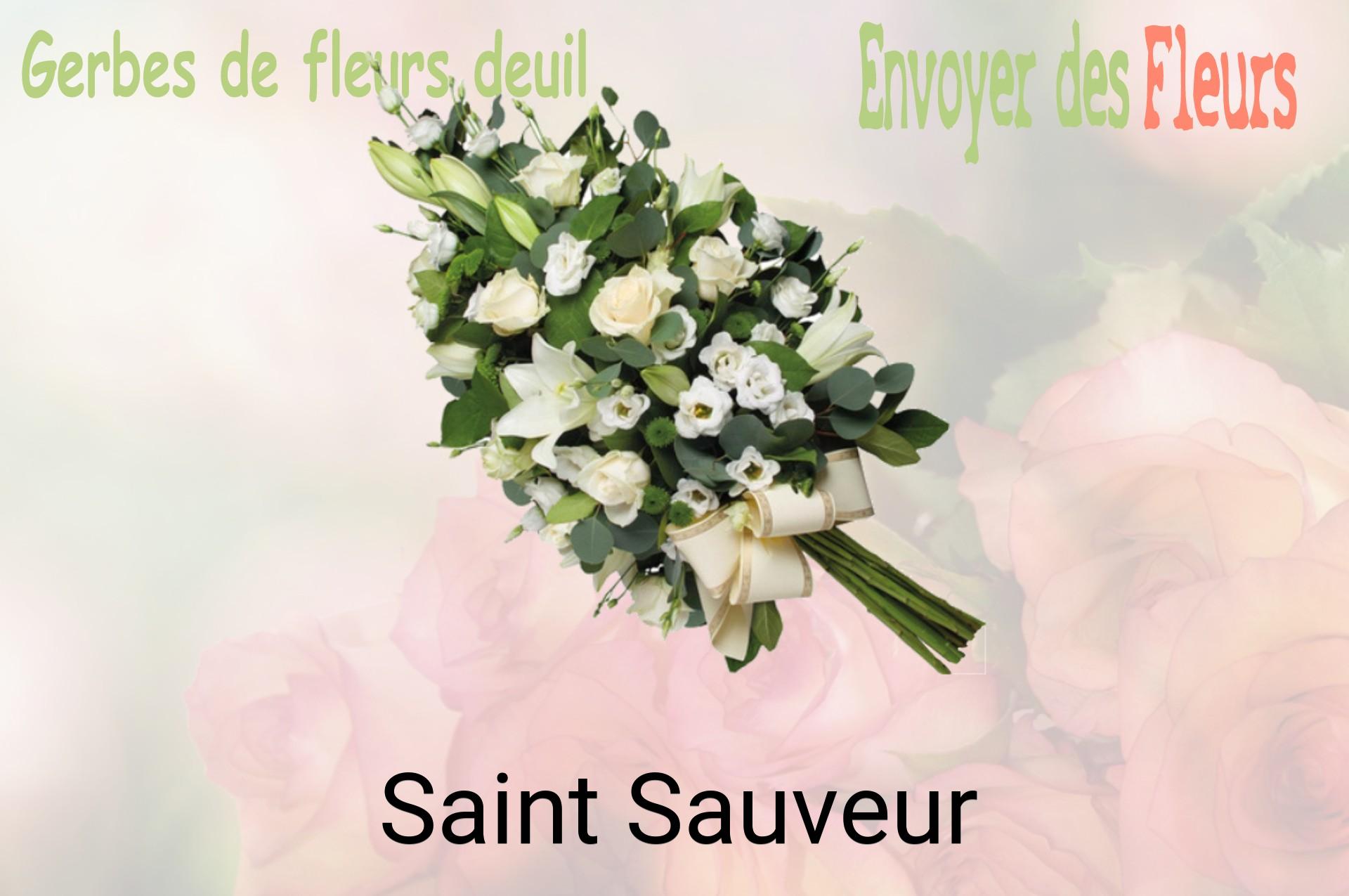 Gerbe de fleurs de deuil livrée à Saint-Sauveur